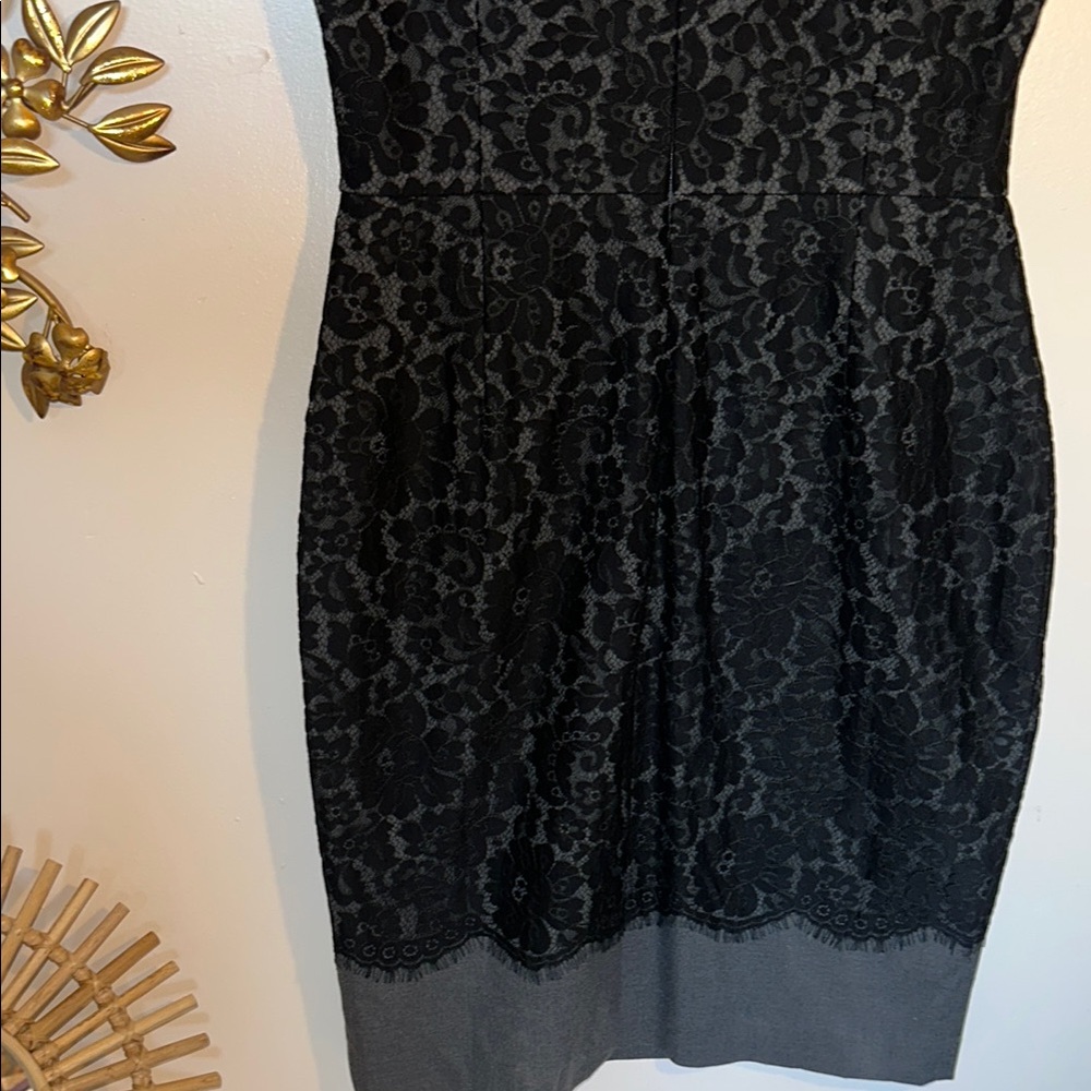 Elegant Wool and Black Lace Dress - Picture 6 of 6